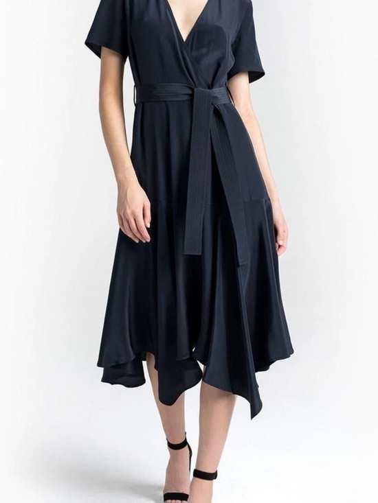 A.L.C. Dresses & Skirts - A.L.C Dress Cora Midnight Black Silk Dress With Belt Asymmetrical Size 8